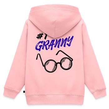 Grand-mère Lunettes Déclaration Grand-mère Meilleure grand-mère - Sweat Premium à capuche zippé enfant bio - rose - Dos - AI Model Kid Female (0cm)