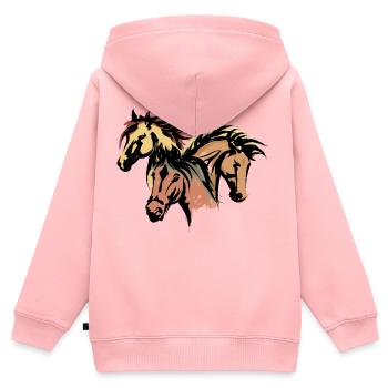 Pferde Hengst Islandpferde Pferdeliebe Isländer - Kinder Premium Organic Zip Hoodie - Rosa - Hinten - AI Model Kid Female (0cm)