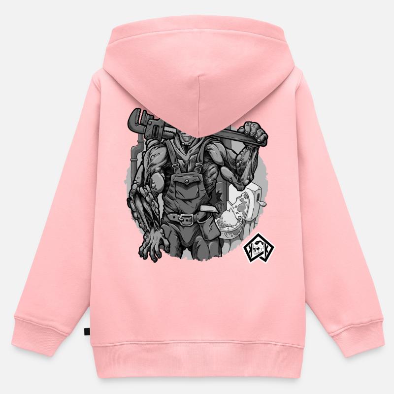 Plombier, plombier, plombier, plombier - Sweat Premium à capuche zippé enfant bio - rose