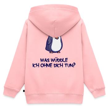 Tier Humorvoll Pinguin Statement Arktis Vogel - Kinder Premium Organic Zip Hoodie - Rosa - Hinten - AI Model Kid Female (0cm)