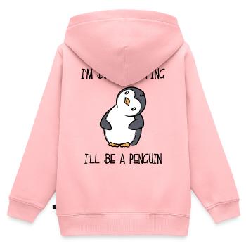Mignon pingouin Animal Drôle Déclaration Oiseau du pôle Sud - Sweat Premium à capuche zippé enfant bio - rose - Dos - AI Model Kid Female (0cm)