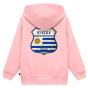 Design vintage Rivera Uruguay - Sweat Premium à capuche zippé enfant bio - rose - Dos - AI Model Kid Female (0cm)
