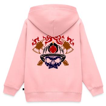 Brennen Feuerwehrhelm Feuerwehr Brandschutz - Kinder Premium Organic Zip Hoodie - Rosa - Hinten - AI Model Kid Female (0cm)