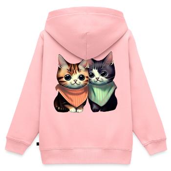 Meilleurs amis chats - Sweat Premium à capuche zippé enfant bio - rose - Dos - AI Model Kid Female (0cm)