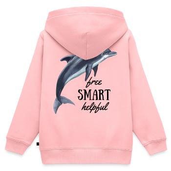 Delfin - gratuit, intelligent, utile - Sweat Premium à capuche zippé enfant bio - rose - Dos - AI Model Kid Female (0cm)