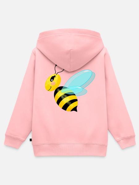 Abeja voladora y elegante - Sudadera Premium con capucha y cremallera infantil orgánica - rosa