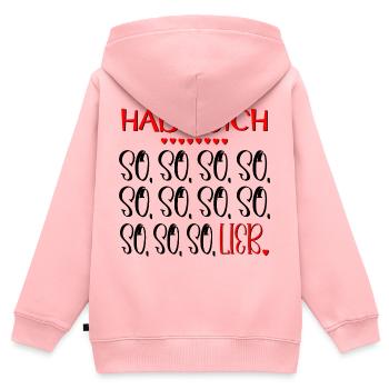 Habe Dich so lieb - BEZIEHUNG LIEBE - Kinder Premium Organic Zip Hoodie - Rosa - Hinten - AI Model Kid Female (0cm)