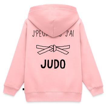 J Peux Pas J Ai Judo - Sweat Premium à capuche zippé enfant bio - rose - Dos - AI Model Kid Female (0cm)