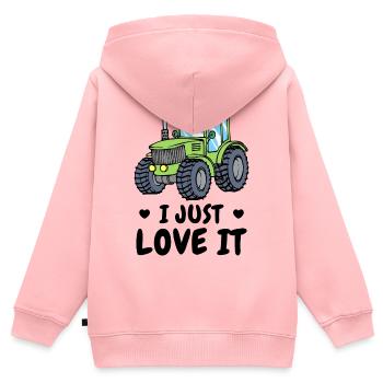 Tracteur Machinerie agricole Déclaration de véhicule Coeur - Sweat Premium à capuche zippé enfant bio - rose - Dos - AI Model Kid Female (0cm)