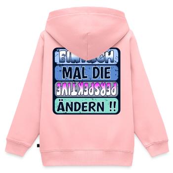 VERÄNDERUNG - PERSPEKTIVE ÄNDERN - Kinder Premium Organic Zip Hoodie - Rosa - Hinten - AI Model Kid Female (0cm)