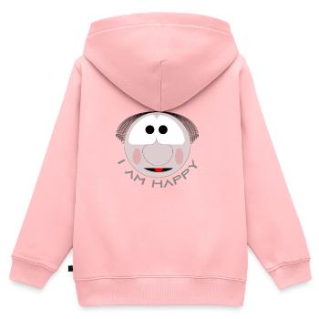 Glücklich - Kinder Premium Organic Zip Hoodie - Rosa - Hinten - AI Model Kid Female (0cm)