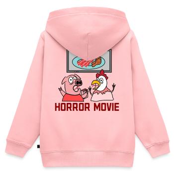 Dvd Evening Movies Binge Watching Statement Series - Sweat Premium à capuche zippé enfant bio - rose - Dos - AI Model Kid Female (0cm)
