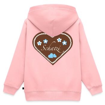 "Jahrmarkt-Liebe" Schatzi hellblau - Kinder Premium Organic Zip Hoodie - Rosa - Hinten - AI Model Kid Female (0cm)