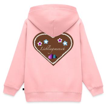 "Jahrmarkt-Liebe" Lieblingsmensch lila hellb - Kinder Premium Organic Zip Hoodie - Rosa - Hinten - AI Model Kid Female (0cm)
