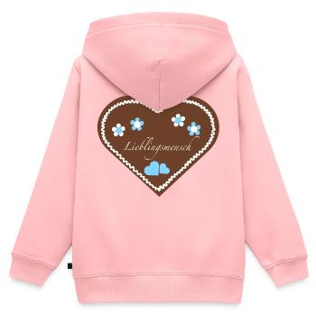 "Jahrmarkt-Liebe" Lieblingsmensch hellblau - Kinder Premium Organic Zip Hoodie - Rosa - Hinten - AI Model Kid Female (0cm)