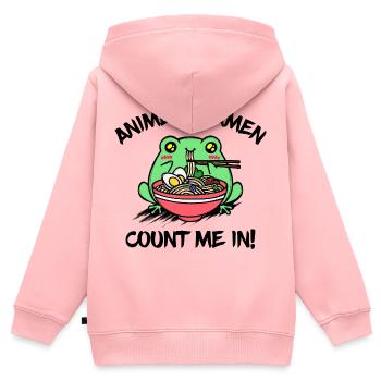 Manga Animation Anime Ramen Animation Déclaration - Sweat Premium à capuche zippé enfant bio - rose - Dos - AI Model Kid Female (0cm)