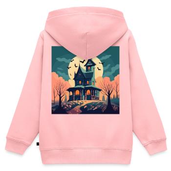Haunted House - Kinder Premium Organic Zip Hoodie - Rosa - Hinten - AI Model Kid Female (0cm)