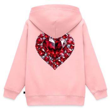 Kristall Liebe Rubin - Kinder Premium Organic Zip Hoodie - Rosa - Hinten - AI Model Kid Female (0cm)