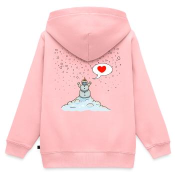 Bonhomme de neige - Sweat Premium à capuche zippé enfant bio - rose - Dos - AI Model Kid Female (0cm)