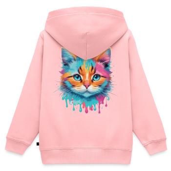 Chat mignon - Sweat Premium à capuche zippé enfant bio - rose - Dos - AI Model Kid Female (0cm)