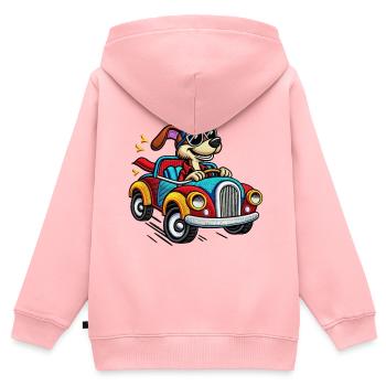 Speedy Pup in Colorful Car Tee - Kids Premium Organic Zip-up Hoodie - rose - Back - AI Model Kid Female (0cm)