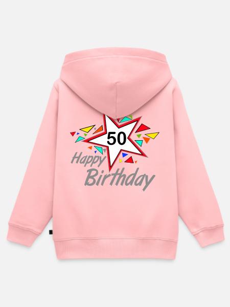 50e anniversaire, 50 ans Happy Birthday Star (25) - Premium børne zip-hættetrøje økologisk - rosa