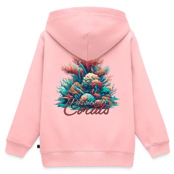 Leidenschaft für Korallen Geschenk - Kinder Premium Organic Zip Hoodie - Rosa - Hinten - AI Model Kid Female (0cm)