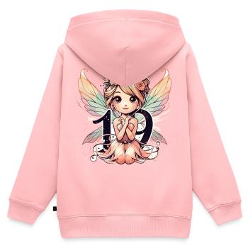 19 ans fée elfe mignon cadeau d’anniversaire - Sweat Premium à capuche zippé enfant bio - rose - Dos - AI Model Kid Female (0cm)