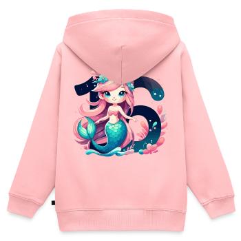 16 ans sirène doux cadeau d’anniversaire - Sweat Premium à capuche zippé enfant bio - rose - Dos - AI Model Kid Female (0cm)