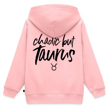 Astro chaotique mais Taureau - Sweat Premium à capuche zippé enfant bio - rose - Dos - AI Model Kid Female (0cm)