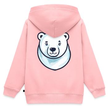 Tête d’ours polaire (bande dessinée) - Sweat Premium à capuche zippé enfant bio - rose - Dos - AI Model Kid Female (0cm)