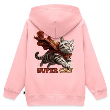 Super Katze Britisch Kurzhaar BKH getigert - Kinder Premium Organic Zip Hoodie - Rosa - Hinten - AI Model Kid Female (0cm)
