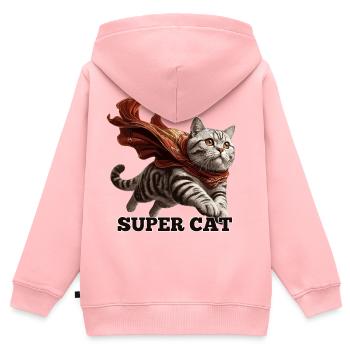 Super Katze Britisch Kurzhaar BKH getigert - Kinder Premium Organic Zip Hoodie - Rosa - Hinten - AI Model Kid Female (0cm)