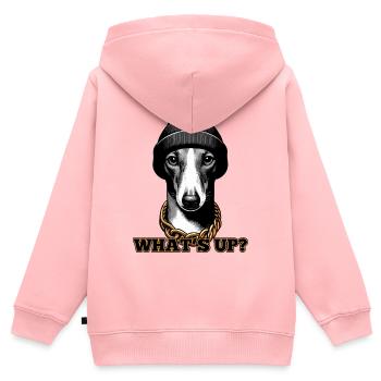 Windhund Was geht ab? Hund Geschenk - Kinder Premium Organic Zip Hoodie - Rosa - Hinten - AI Model Kid Female (0cm)