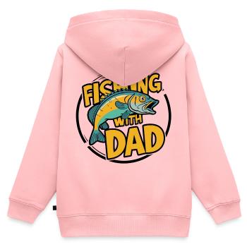 Pêche avec papa avec un design de poisson coloré - Sweat Premium à capuche zippé enfant bio - rose - Dos - AI Model Kid Female (0cm)