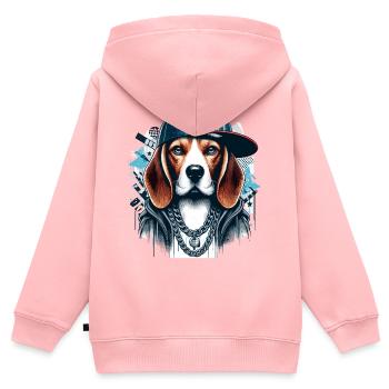 Beagle Gangsta Hund Cappy Geschenk - Kinder Premium Organic Zip Hoodie - Rosa - Hinten - AI Model Kid Female (0cm)