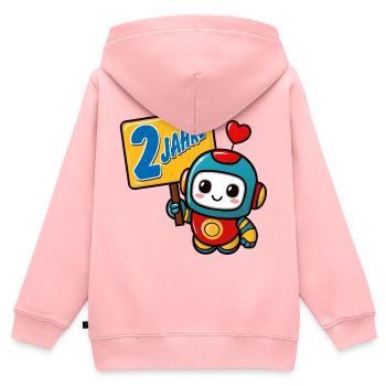 Zwei Jahre kleiner Roboter Kindergeburtstag - Kinder Premium Organic Zip Hoodie - Rosa - Hinten - AI Model Kid Female (0cm)