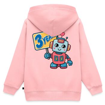 Three Years Little Robot Children's Birthday Party - Kids Premium Organic Zip-up Hoodie - rose - Back - AI Model Kid Female (0cm)