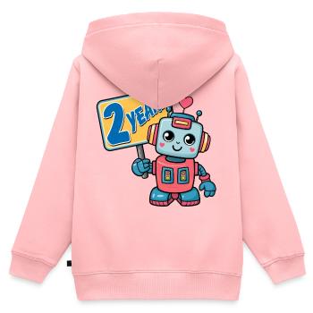 Two Years Little Robot Children's Birthday Party - Kids Premium Organic Zip-up Hoodie - rose - Back - AI Model Kid Female (0cm)