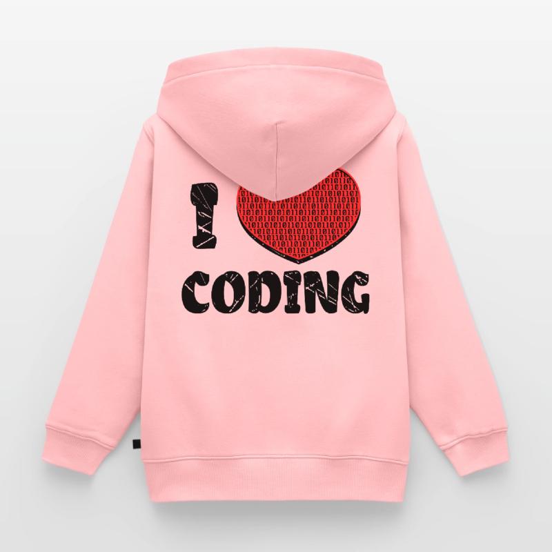 Code Developer Scripting Debug Heart Statement Kids Premium Organic Zip-up Hoodie