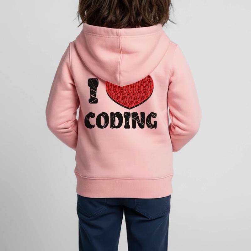 Code Developer Scripting Debug Heart Statement Kids Premium Organic Zip-up Hoodie