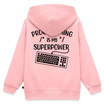 Computer Freak Statement Développeur Programmeur - Sweat Premium à capuche zippé enfant bio - rose - Dos - AI Model Kid Female (0cm)