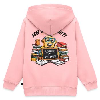 Einschulung erster Schultag kleiner Roboter - Kinder Premium Organic Zip Hoodie - Rosa - Hinten - AI Model Kid Female (0cm)