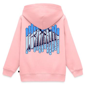 Neige Hiver Skieur Sports d’hiver Montagne Glace Gel - Sweat Premium à capuche zippé enfant bio - rose - Dos - AI Model Kid Female (0cm)