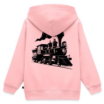 Dampflokomotive Zeichnung - Kinder Premium Organic Zip Hoodie - Rosa - Hinten - AI Model Kid Female (0cm)