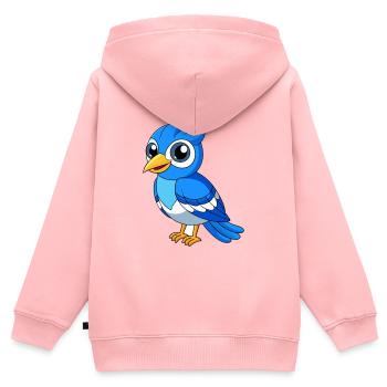 Blue Jay Niedliche Maskottchen Zeichentrickfigur Kawaii - Kinder Premium Organic Zip Hoodie - Rosa - Hinten - AI Model Kid Female (0cm)