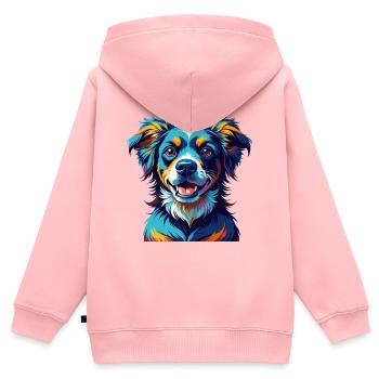 Alano Español Race de chien Coloré Dessin animé Kawaii - Sweat Premium à capuche zippé enfant bio - rose - Dos - AI Model Kid Female (0cm)