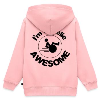 Je suis génial. Je suis un grand rouleur* - Sweat Premium à capuche zippé enfant bio - rose - Dos - AI Model Kid Female (0cm)