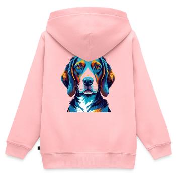 Französischer dreifarbiger Jagdhund, Hunderasse Cartoon Kawaii - Kinder Premium Organic Zip Hoodie - Rosa - Hinten - AI Model Kid Female (0cm)