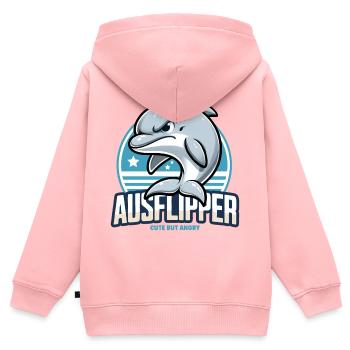 Grimmiger Delfin Delphin Dolphin Wütend Ausflipper - Kinder Premium Organic Zip Hoodie - Rosa - Hinten - AI Model Kid Female (0cm)
